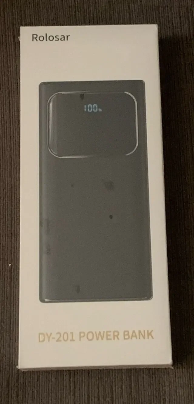 New Rolosar DY-201 Power Bank Fast Charging Black Portable Charger 10000mAh/37Wh